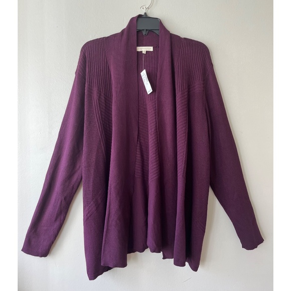 Retrology Sz 3XL Purple Stretch Open Cardigan Sweater Long Sleeves - Picture 2 of 7